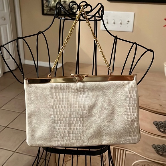 Vintage White Alligator Leather 1950’s Clutch Handbag Purse Formal - Picture 7 of 16